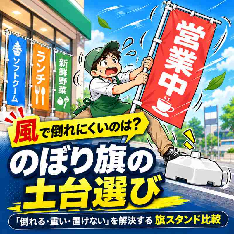 のぼり旗の土台選び｜「倒れる・重い・置けない」を解決する旗スタンド比較