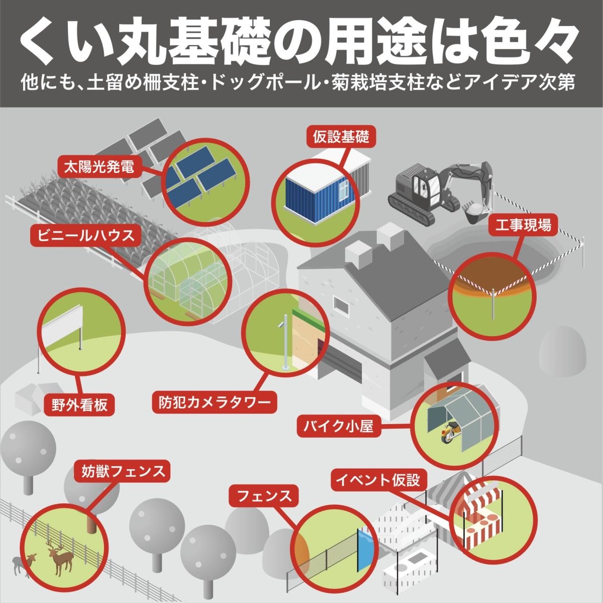 くい丸(太さ60.5mm) スタンダードサイズ - くい丸専門店クイックス