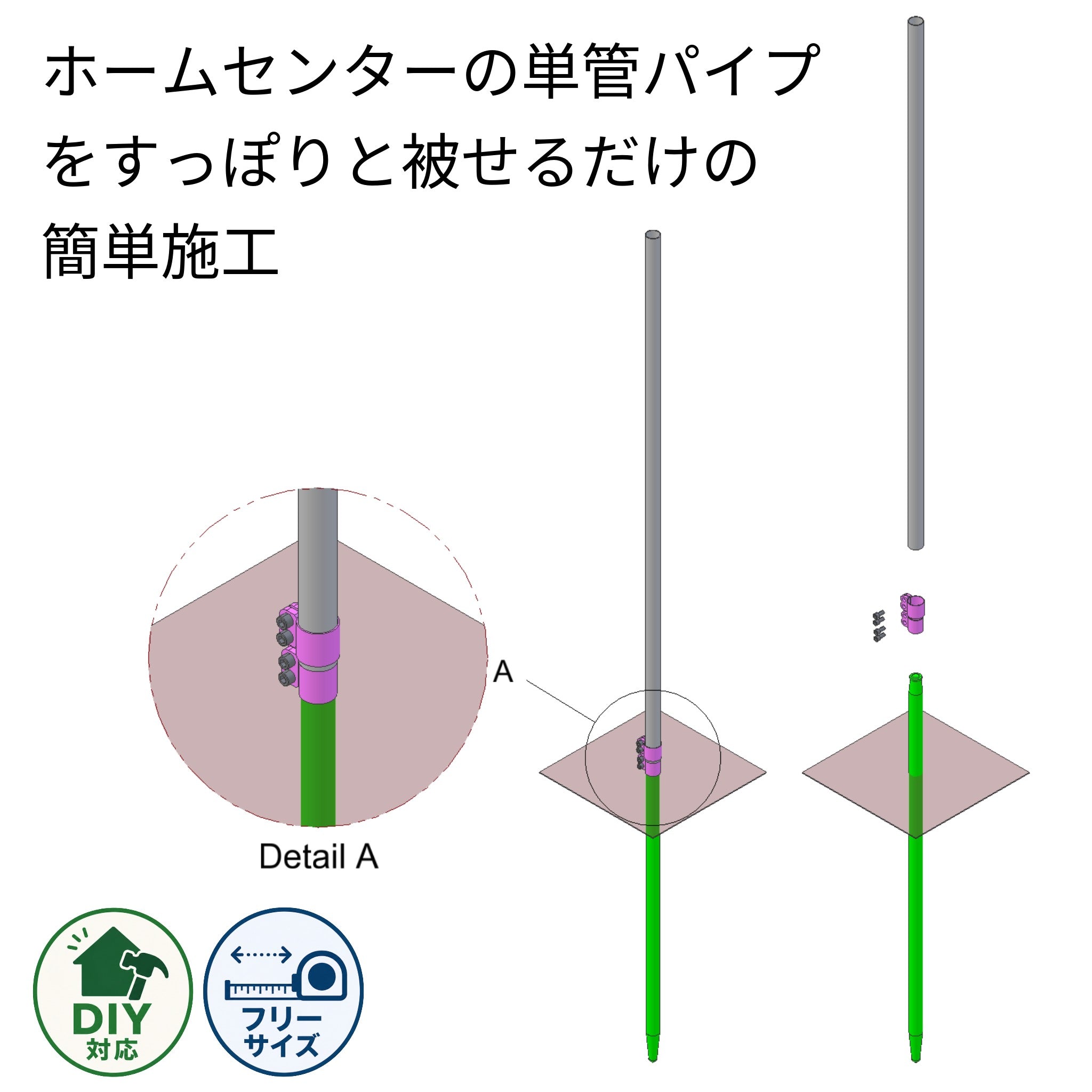 バッティングケージ用基礎キット | バッティングゲージのDIYが最短週末だけで完成する基礎のみのシンプルキット