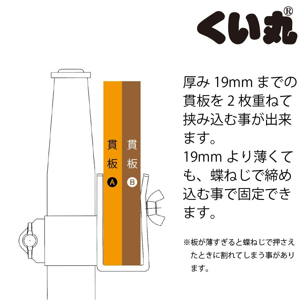 板ハンガー中継ぎ | 単管と板を繋ぐ金具です。工具いらずで取り付け