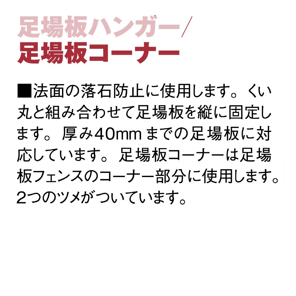 足場板コーナーの説明、使用方法