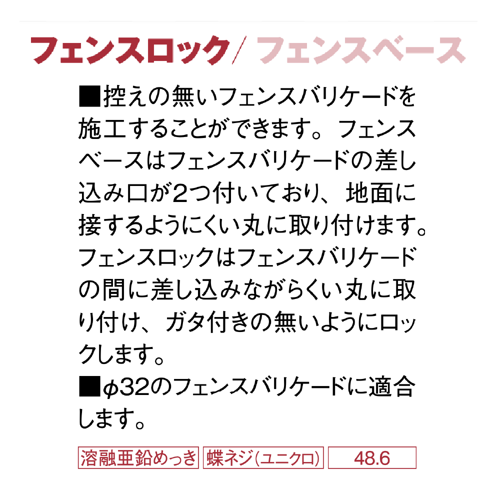 フェンスロックとフェンスベースの説明